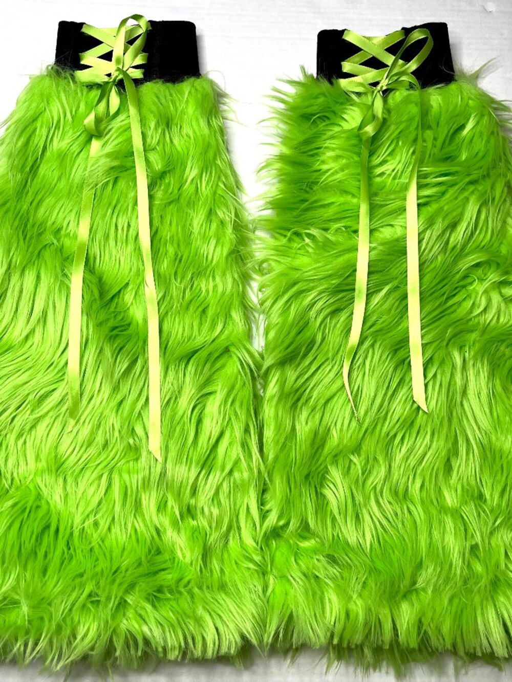 Neon Green Fur Leg Warmers Flared Boot Covers Corset Legwarmers Cosplay Costume
